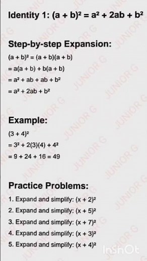 (a + b)² Formula Explained for Students 📘 #Math education #Algebra Easy#short video