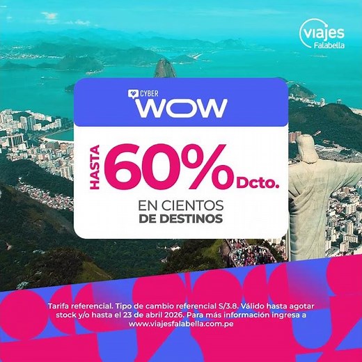 ¡Descuentos Cyber WOW en Viajes Falabella!