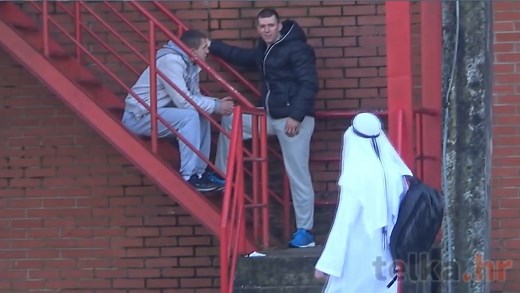 Arab with backpack bomb, crazy prank in Croatia