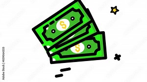 Animation three stacks of money icon. Perfect for finance, savings, investments, wealth, banking, or financial concepts in design projects or collateral.