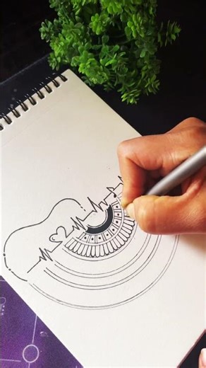 ✨ Creative Mandala + Heartbeat Line Art | Easy Drawing Idea” 🎵 ￼😍#artist @artistickajal1440