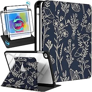 for Apple iPad mini 4/5 Case, for iPad mini 4th/5th Generation Cases Cute Folio Cover with Pencil Holder Women Girls Teens Girly Pretty Floral Rotating Stand for iPad mini 7.9 Inch
