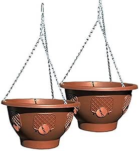Ultimate Hanging Baskets - Strawberry, Tomato, Flower, and Herb Outdoor Planters - Use Garden Pots For Growing Plants Outside On A Deck, Fence, or Balcony (2, Mocha)