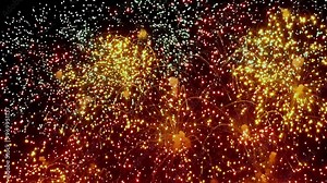 Stunning Slow-Motion Fireworks at a Magical Christmas Celebration A stunning display of colorful fireworks illuminates the night sky, creating a magical atmosphere filled with joy and festive spirit.