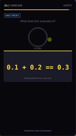 0.1 + 0.2 == 0.3 in JavaScript 🤯 | Floating Point Explained (JS Interview Question) #coding #code