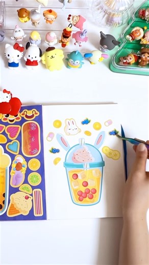 Paper DIY Cute Bunny Bubble Tea 🐰🧋 Satisfying Sticker ASMR #paperdiy #papercarft #sticker #kawaii