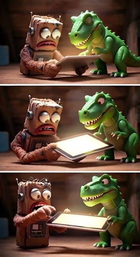 T-Rex is Hypnotized by Tablet! 📱 | Screen Time vs. Play Time | Stop Motion for Kids #stopmotion