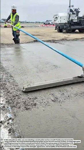 Concrete Surface Smoothing with Bull Float | Professional Concrete Finishing Technique.