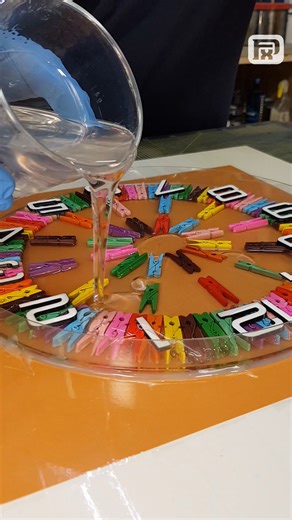 How to Make an Epoxy Resin and Colorful Clips Wall Clock | FxP art