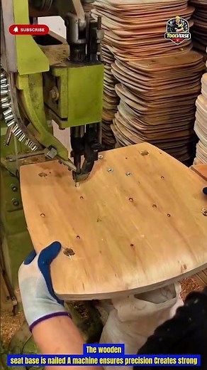 Nailing Process on Wooden Seat Base Using Industrial Machine for Maximum Strength #tools