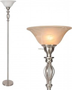 Torchiere Floor Lamps for Living Room, Standing Lamp with White Alabaster Glass Shade, Corner Floor Lamp Pole Lamp - Elegant Floor Lamp for Bedrooms