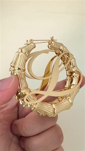 Custom Name Bamboo Hoop Earrings: 18k Gold Personalized Jewelry,initial Letter Earrings - Etsy