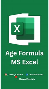 301K views · 2.2K reactions | Age formula in excel. #excel #corporate #accounting #exceltips #shortcuts #microsoftexcel #exceltricks #msexcel #excelformulas #exceltipsandtricks #excelwork #excelcoprate #exceltraining #googlesheets #learnexcel | excel_funclub | Facebook