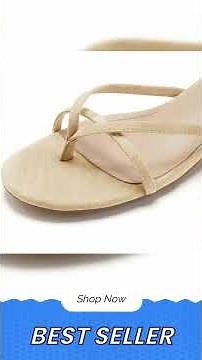 Coutgo Women Strappy Lace Up Heeled Sandal Chunky Block Flip Flop Thong Flat