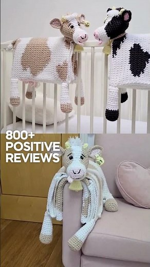 5 in 1 Cuddle and Play Cow Blanket Crochet Pattern #crochet #cow #amigurumi #mumlife #crochetblanket
