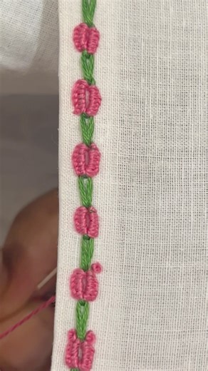 Beautiful Border Embroidery Pattern | Easy Hand Design | Haelyn Embroidery #shortsvideo #shortvideos