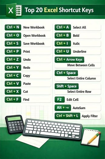 Top 20 shortcut keys in Excel#excelvideos#exceltips#excelshortcutsinhindi