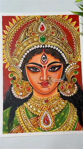 Maa Durga Acrylic Painting ❤️Final Part #shorts #art #drawing #durgapuja #durgamaa #durga