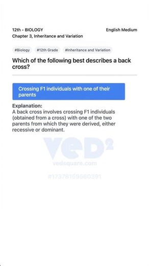 Understanding Back Cross in 12th Biology Inheritance and Variation