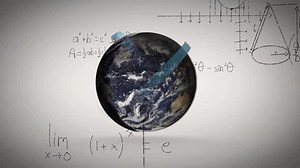 Rotating Earth with mathematical equations and country labels animation. Global, mathematics, geography, countries, education, science