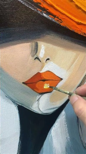 Golden Gaze – Abstract Female Portrait Canvas Painting for Modern Wall Art Decor #ModernPortraitArt