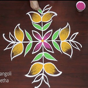 12K views · 57 reactions | Mango theme kolam & muggulu designs with colors by easy rangoli Suneetha #rangoli #kolam #muggulu #design #art #artist #artwork #drawing #rangolidesigns #rangoliart #arthistory #rangoliart #sankranthimuggulu #pongalkolam #Indianart #mandalaart #simplerangoli #easyrangoli #awesomerangoli #easyrangolisuneetha | Easyrangoli suneetha | Facebook