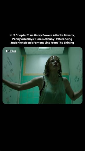 To Catch A Film on Instagram: "The "Here's Johnny!" line in It Chapter Two is a classic horror movie Easter egg, delivered by the deranged Henry Bowers(Pennywise) as he attacks Beverly, referencing Jack Nicholson's famous "Here's Johnny!" from The Shining, itself a nod to Johnny Carson, creating a meta-moment connecting King's universe."