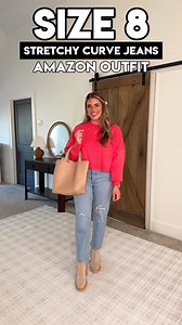 GRWM today! 😍🫶🏼 this watermelon red sweater has me like 🤩 seriously the color is gorgeous!!! & it’s sooonsoft stretchy! 🤌🏼 it’s the perfect length for jeans (don’t have to tuck it in) & it’s on sale!! ⭐️ wearing it with my absolute fave jeans from Amazon - curve friendly - don’t smoosh the booty 🙌🏼 and have the perfect amount of stretch for all day comfort (but don’t stretch out). Showing w my fave Ugg tazz mustard seed lookalikes but ended up wearing it with my fave neutral everyday boo