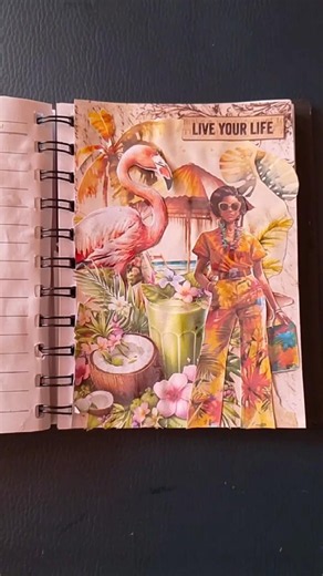 Tropical Travel Journal Spread 🌴 #scrapbooking #journaling #shorts