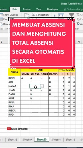 Cara Membuat Absen Yang Bisa Menghitung Otomatis Jumlah Absensi Di Microsoft Word #excel #microsoftexcel #exceltips #belajarexcel #absen #absensi