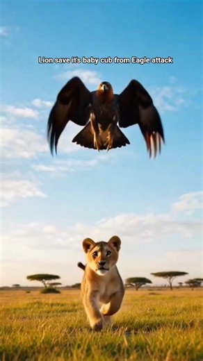Lion Saves Baby Cub From Eagle Attack | Epic Wildlife Rescue in the Jungle#wildlife #animals