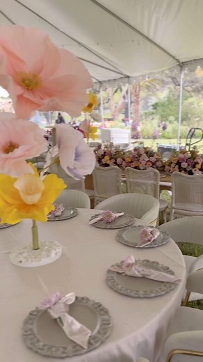 Large Flower Art on Instagram: "Our signature large paper flower centerpieces! We mixed daffodils and poppies in spring colors for this lovely outdoors Nowruz celebration 🌸 Visit our website for pricing"
