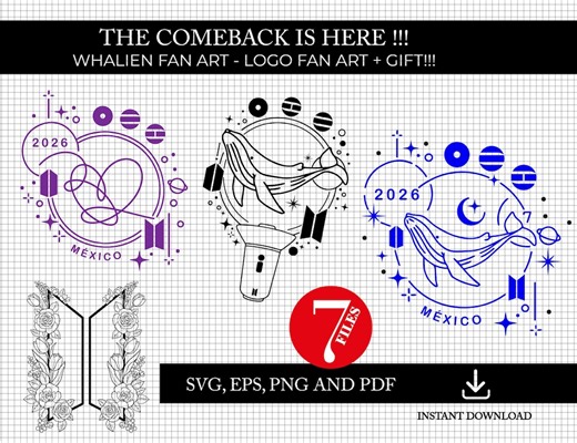Whalien-Kunst Arirang – BTS Comeback 2026 SVG-Datei – Individuelles Produktdesign – Fanart-Army – Whalien BTS – Whalien-Army BTS - Etsy.de