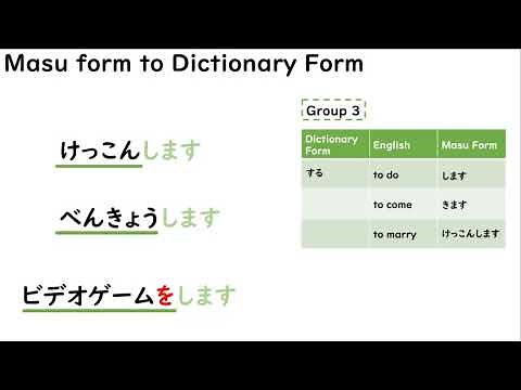 Dictionary Form in Japanese (from masu form)