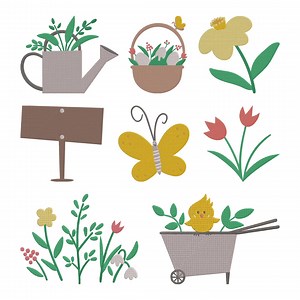 Spring Garden Flower Butterfly Embroidery Design, Garden Tools Nature Machine Embroidery File, 8 Design, 9 Size, Instant Download - Etsy