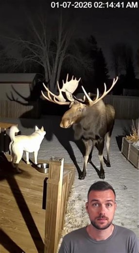 Dog stands ground against GIANT Moose! ❄️⚠️