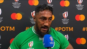 "These Irish fans are incredible." ☘️ "It's only going to get bigger and crazier from here on in." Bundee Aki on a momentous night for Andy Farrell's side 💪 📺 Watch the reaction live https://rte.ie/player/onnow/66546216064… 📱 Updates https://rte.ie/sport/rugby-world-cup/2023/0923/1406940-rugby-world-cup-south-africa-v-ireland-updates/… | RTÉ Sport