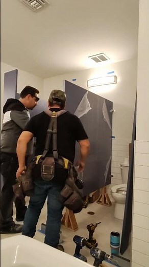 installing bathroom partitions #diy #commercial #construction #work #bathroomdesign