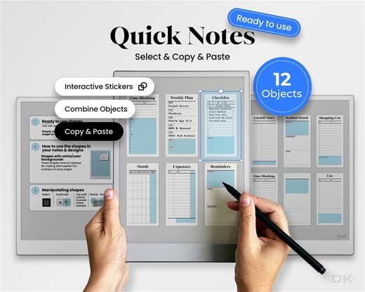 Sticky Notes for Remarkable Pro Template Project Task Planner Notebook Fits Remarkable Paper Pro Copy Paste Icon Note Daily Tracker Stickers - Etsy