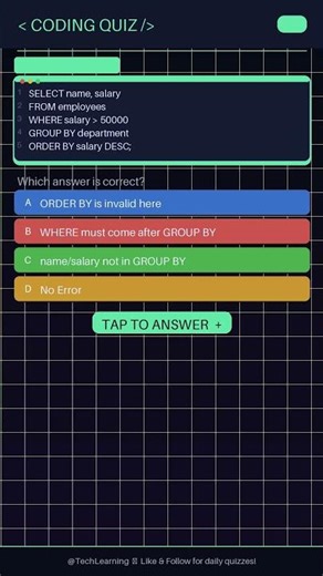 Can You Find the Error? SQL Quiz #Shorts