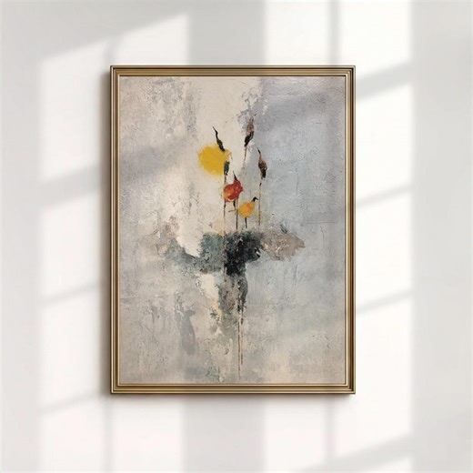 Gray and Yellow Abstract Art Print, Minimalist Wall Decor, Textured Impasto Canvas Print - Etsy