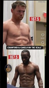 Weigh ins Canelo Crawford both weigh the same 167.5 but who wins 🤷🏽