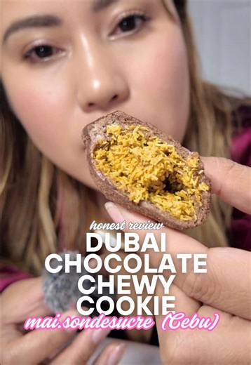 Replying to @ًَkin Day 7 of trying different versions of the Dubai Chocolate Chewy Cookie in Cebu! This one is from mai.sondesucre on IG. Giveaway is still ongoing! Just like, comment and repost this video (followers only) #dubaichocolate #dubaichewycookie #tastetest #cebueats #mukbang