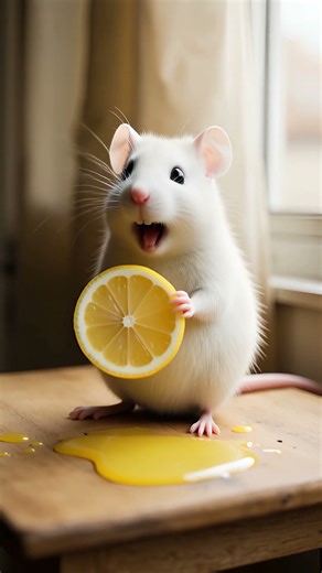 Cute Mouse Eats Sour Lemon🍋🐭Ants Steal the Rest!🐜#asmr #animaleatingshow #shorts #shortsfeed #funny