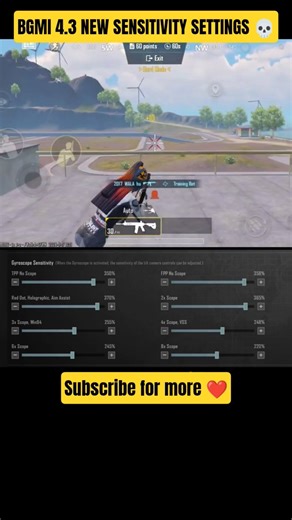 PUBG/BGMI 4.3 UPDATE SENSITIVITY CODE | PUBG BEST SENSITIVITY SETTINGS | #shorts #bgmi #pubg #viral
