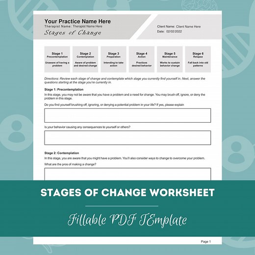 Stages of Change Worksheet | Editable / Fillable PDF Template | for Counselors, Psychologists, Therapists - Etsy