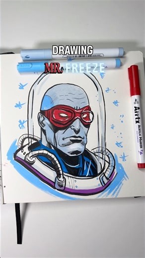Drawing MR FREEZE ❄️🧊 #mrfreeze #dcfanart #batman #acrylicmarkersart