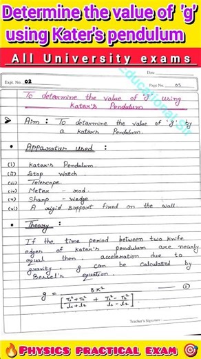 🔥Kater’s Pendulum Practical in 60 Seconds 😱 | Viva + Formula | Physics Practical🔥#viral #yt #shorts