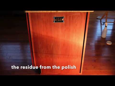 Hand rubbing out Polyurethane haze with Rottenstone polish flat panel Cherry