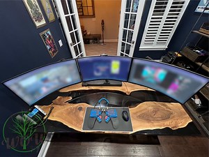 Modern Live Edge Wood Computer Desk for Home Office With Rustic Farmhouse Desk Style, Epoxy Gaming Desk Live Edge Executive, Reception Desk - Etsy UK